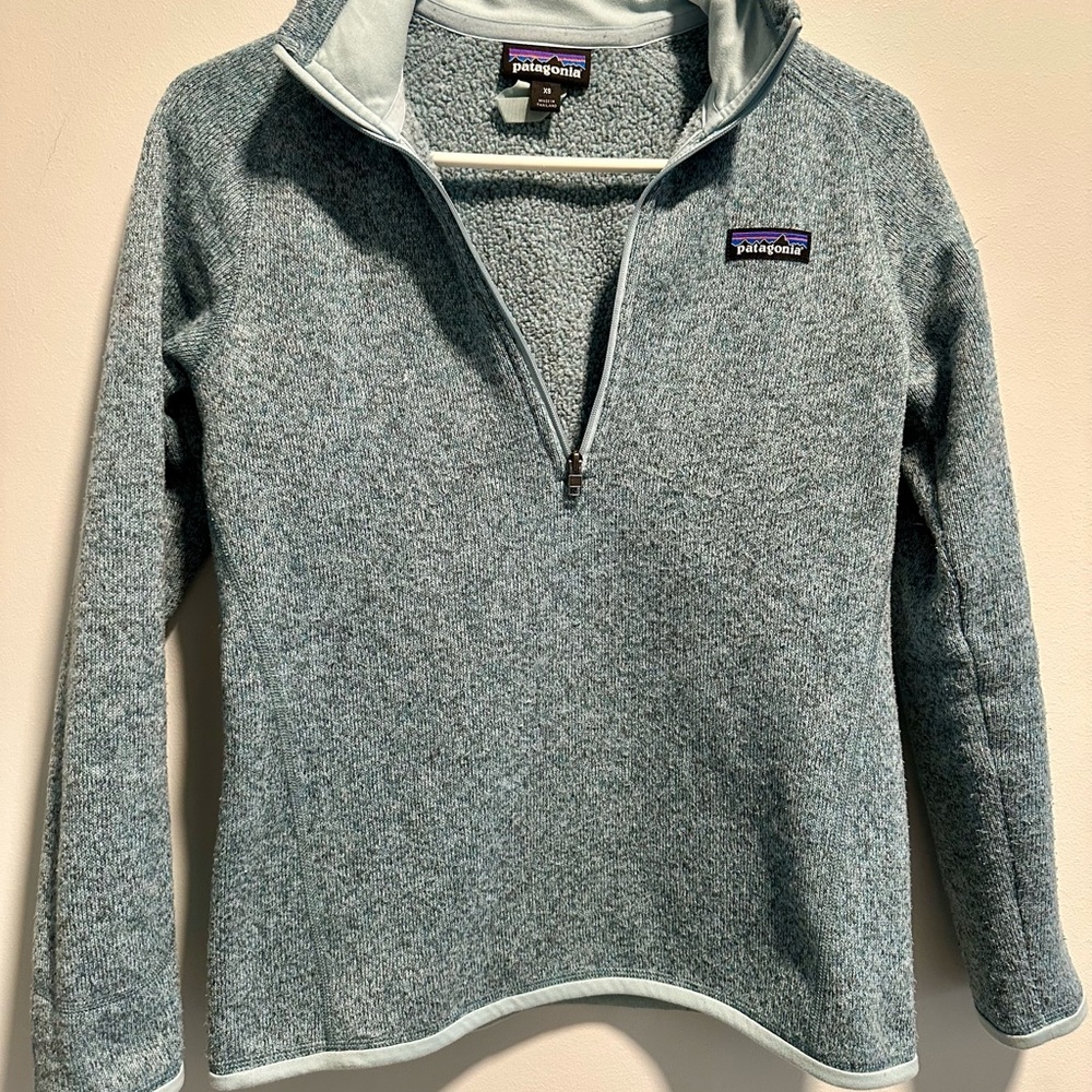 Patagonia Women's Better Sweater Heathered Seafoam Quarter-Zip Pullover